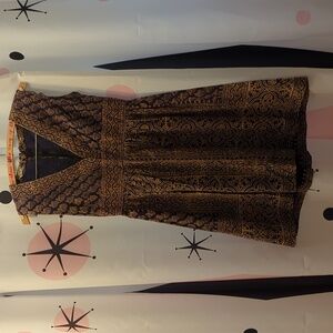 Paisley Bohemian Cotton V Neck Dress Size 2